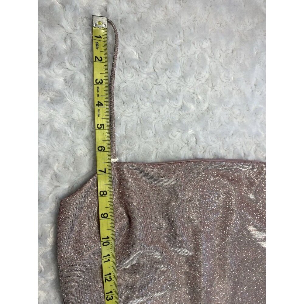Windsor Spaghetti Strap Pink Shimmer Dress Size L Mini Party Ready Holiday Comfy - Picture 9 of 10